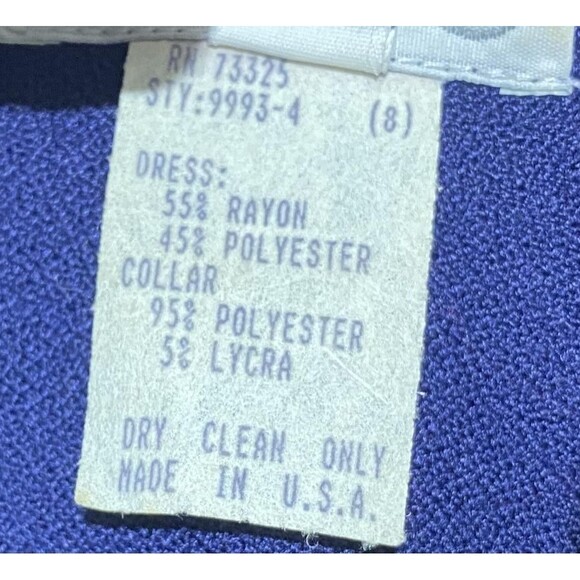 Vintage Expo Dress Womens 4 Blue Long Line Plush Collar Toggle Made USA 80s - Picture 6 of 11